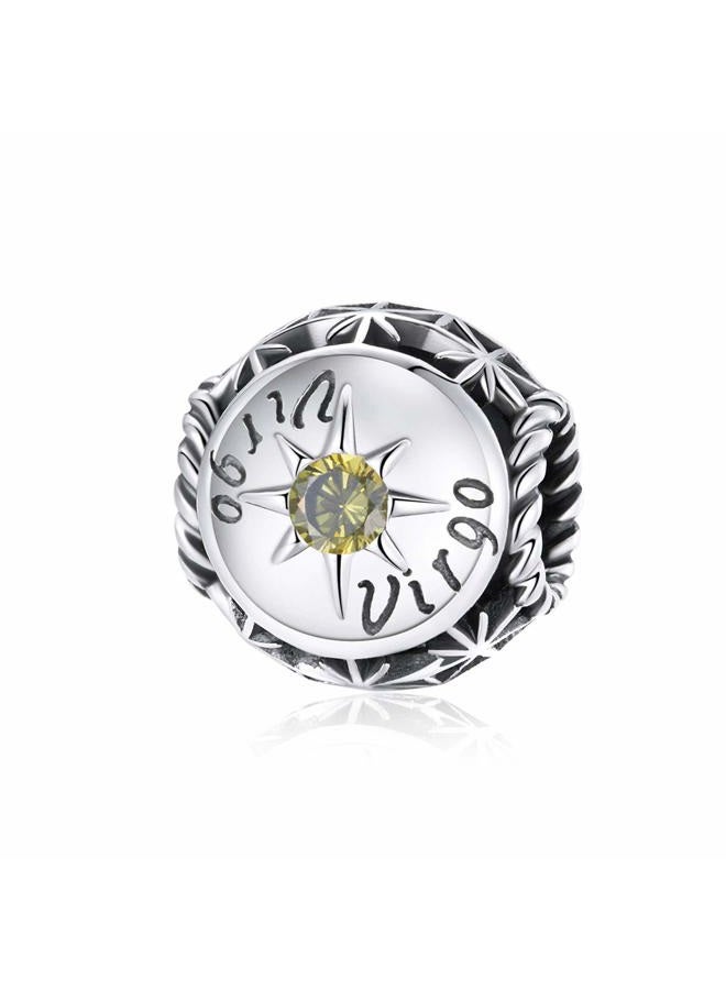 LAMOONY Virgo Constellation Charm 925 Sterling Silver Birthstone Charm Anniversary Charm Love Charm Lucky Charm for Pandora Charm Bracelet (Virgo （8.23-9.22）) - Image 1