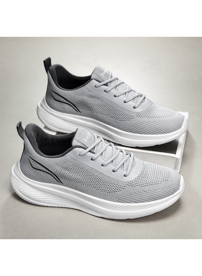 Egchi Men's Shoes, Sports Casual Shoes, Soft-soled Mesh Walking Shoes, Fly-knit Breathable Men's Shoes, Ypl6603, Gray, Size 40 - Image 3