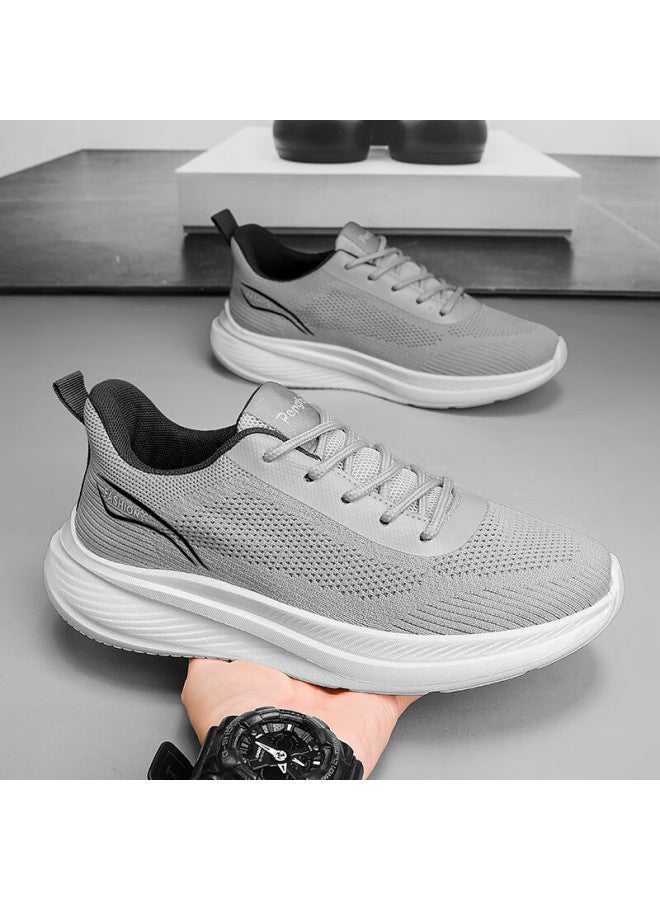 Egchi Men's Shoes, Sports Casual Shoes, Soft-soled Mesh Walking Shoes, Fly-knit Breathable Men's Shoes, Ypl6603, Gray, Size 40 - Image 5