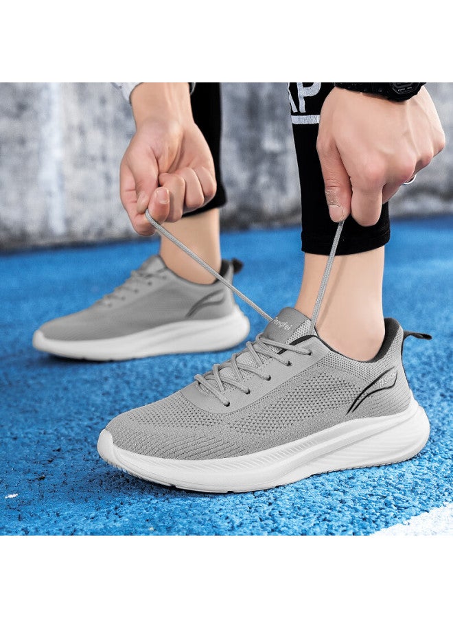 Egchi Men's Shoes, Sports Casual Shoes, Soft-soled Mesh Walking Shoes, Fly-knit Breathable Men's Shoes, Ypl6603, Gray, Size 40 - Image 1