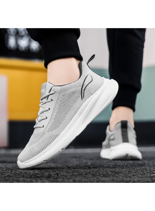 Egchi Men's Shoes, Sports Casual Shoes, Soft-soled Mesh Walking Shoes, Fly-knit Breathable Men's Shoes, Ypl6603, Gray, Size 40 - Image 2