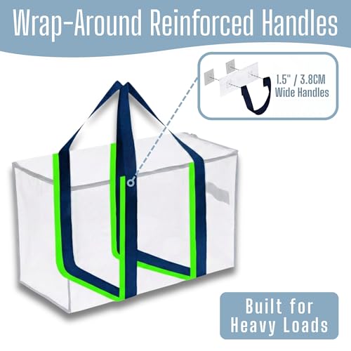 VENO 6 Pack Heavy Duty Moving Bags Extra Large Storage Bags with Reinforced Handles Strong Zippers Foldable Reusable Moving Box Alternative for Clothes Dorm Storage - Image 3