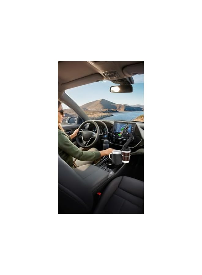 S-TOP Universal Auto Cell Phone Stand, Expandable Cup Holder Mount for SUVs & Cars - Compatible with iPhone, Samsung & Android Phones - Black - Image 2