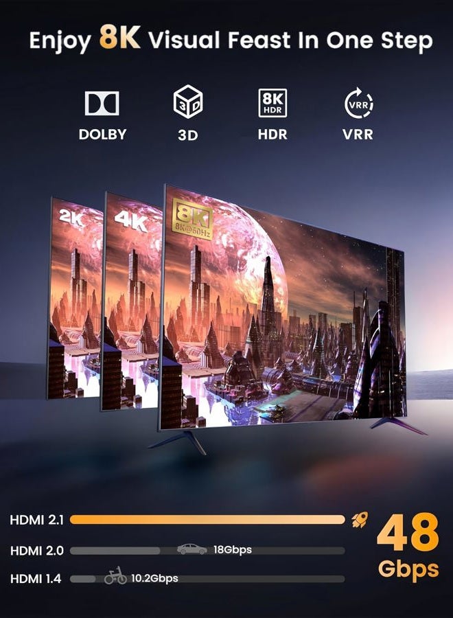 XinYaa HDMI 2.1 Switch, Ultra HD 8K HDMI Switcher Splitter 2 in 1 Out, Bi-Directional HDMI Switcher Supports 4K@120Hz, 8K@60Hz, Aluminum HDM I Switch for PS5/4, b0x, Roku, Fire Stick - Image 2