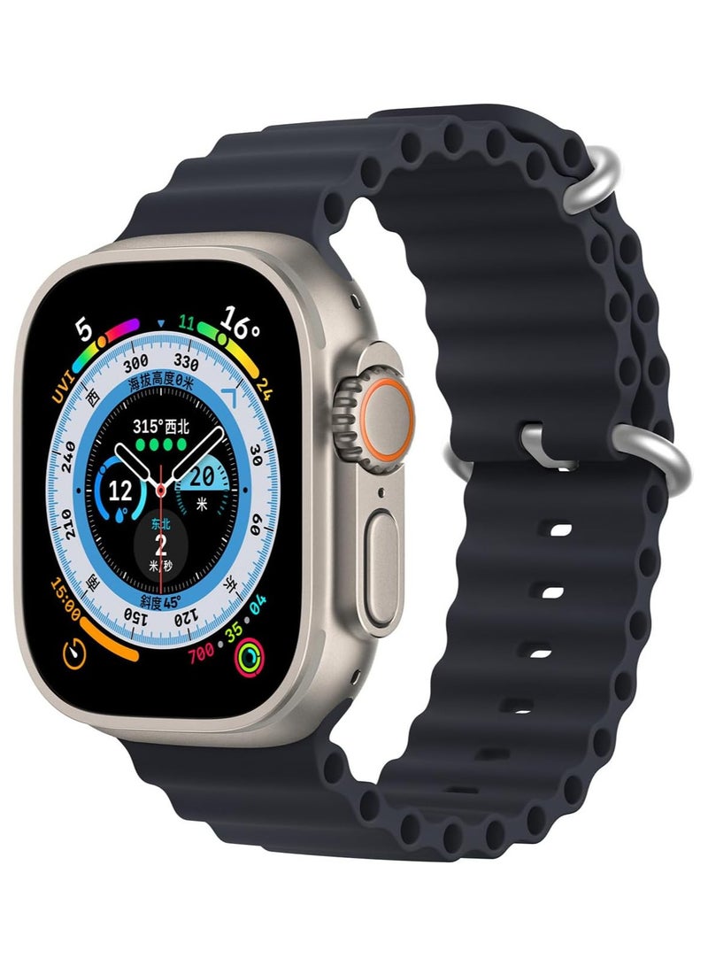 DUX DUCIS Dux Ducis OceanWave Series Silicone Rubber and Stainless Steel Watch Strap for Apple Watch 38mm/40mm/41mm - Midnight  - Image 1