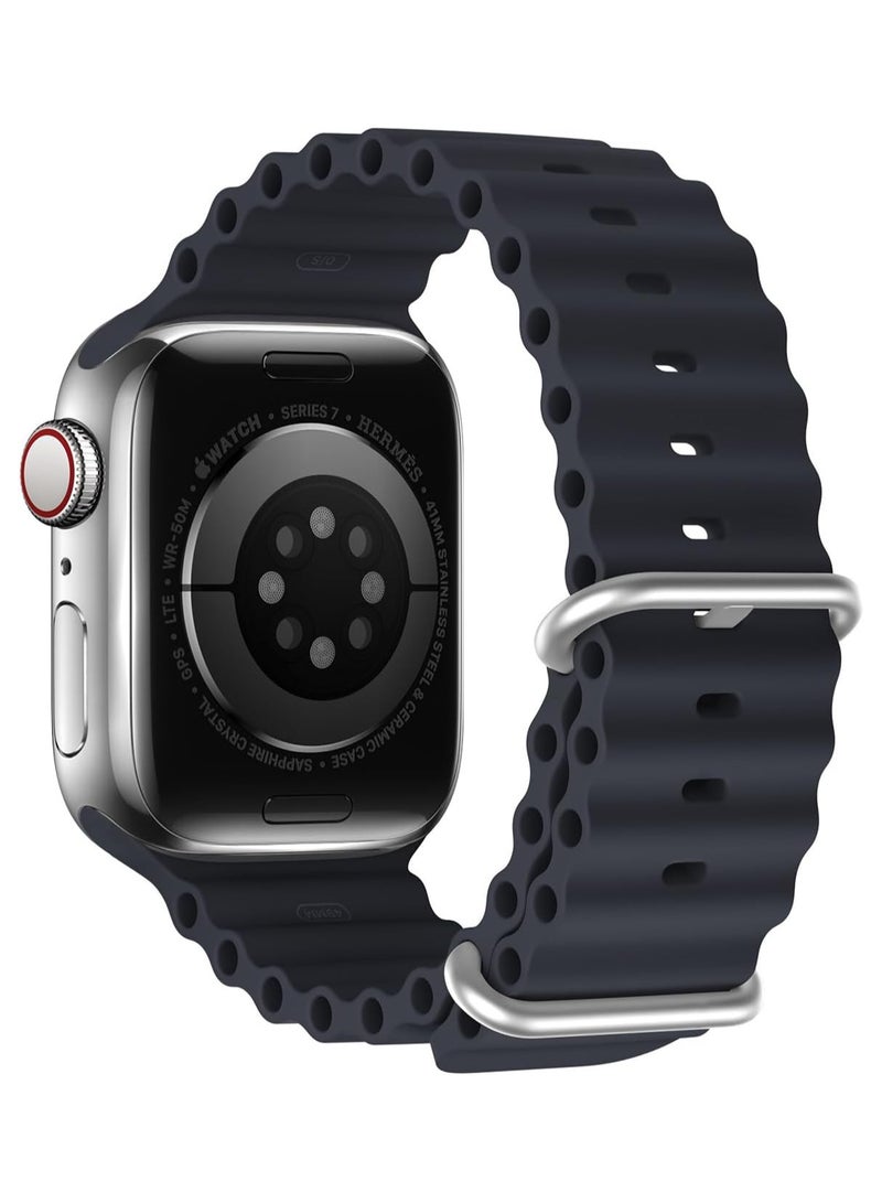 DUX DUCIS Dux Ducis OceanWave Series Silicone Rubber and Stainless Steel Watch Strap for Apple Watch 38mm/40mm/41mm - Midnight  - Image 2