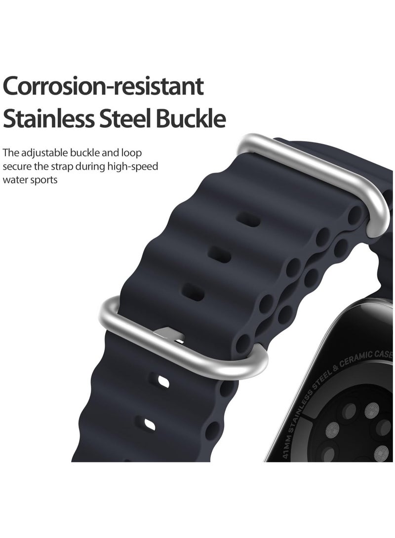 DUX DUCIS Dux Ducis OceanWave Series Silicone Rubber and Stainless Steel Watch Strap for Apple Watch 38mm/40mm/41mm - Midnight  - Image 5