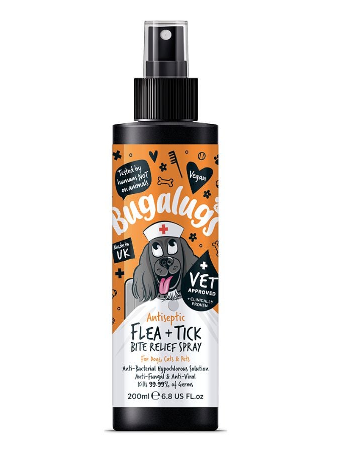 Bugalugs Antiseptic Flea & Tick Bite Relief Spray 200ml (6.8 fl oz) - Image 1