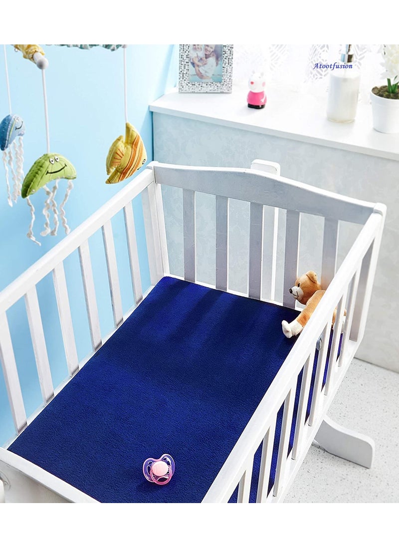 ATOOTFUSION Baby Dry Sheet Water Resistant Bed Protector Washable Waterproof Mattress Protector Urine Bedwetting Reusable Mat for Toddler Underpad Sheet for Incontinence Medium 39x28 Royal Blue  - Image 4