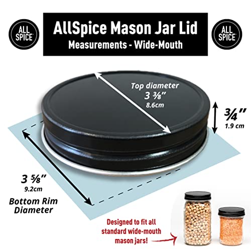 AllSpice Rust-Proof Wide Mouth Aluminum Metal Mason Jar Lids Leak-Proof 12-Pack (Black) - Image 3