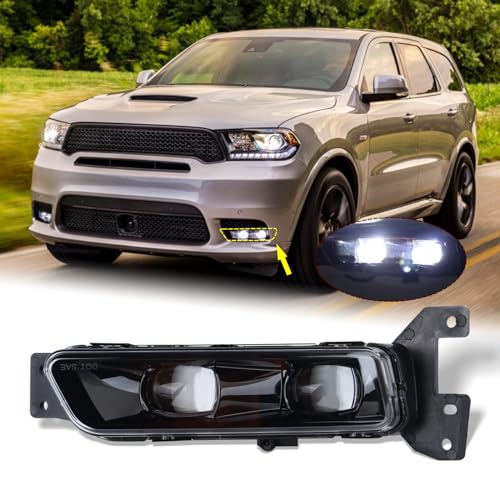 KAMDKI Left Driver Side LED Fog Light Compatible for 2017-2022 Jeep Grand Cherokee 2014-2022 Dodge Durango Front Bumper Light With Bulbs Assembly LH 68275511AC - Image 1