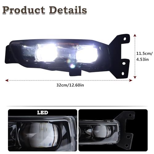 KAMDKI Left Driver Side LED Fog Light Compatible for 2017-2022 Jeep Grand Cherokee 2014-2022 Dodge Durango Front Bumper Light With Bulbs Assembly LH 68275511AC - Image 2