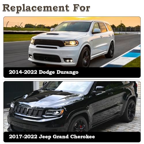 KAMDKI Left Driver Side LED Fog Light Compatible for 2017-2022 Jeep Grand Cherokee 2014-2022 Dodge Durango Front Bumper Light With Bulbs Assembly LH 68275511AC - Image 5