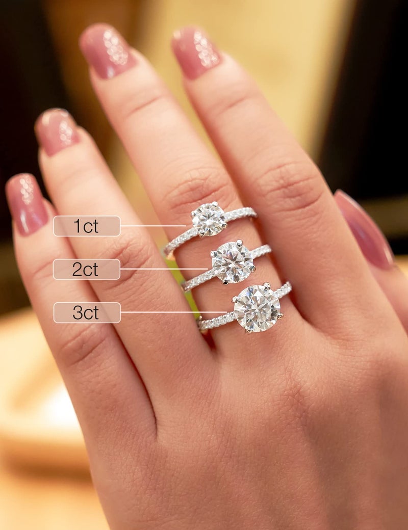 IMOLOVE Moissanite Engagement Ring for Women 1CT Promise Rings Sterling Silver with White Gold Plated-70A - Image 5
