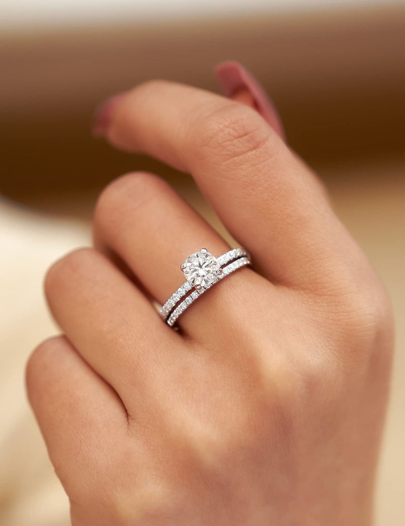 IMOLOVE Moissanite Engagement Ring for Women 1CT Promise Rings Sterling Silver with White Gold Plated-70A - Image 4