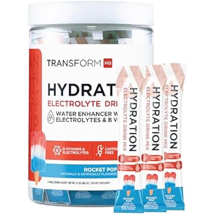 TransformHQ Hydration Drink Mix (21 Single-Serving Packets, Rocket Pop) - Hydration Supplement Blend with Vitamins and Electrolytes - Image 2