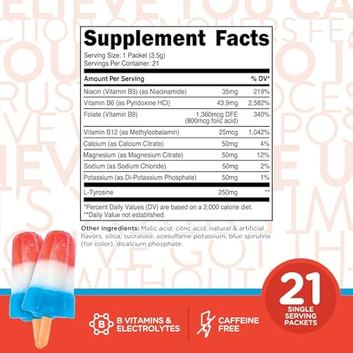 TransformHQ Hydration Drink Mix (21 Single-Serving Packets, Rocket Pop) - Hydration Supplement Blend with Vitamins and Electrolytes - Image 3