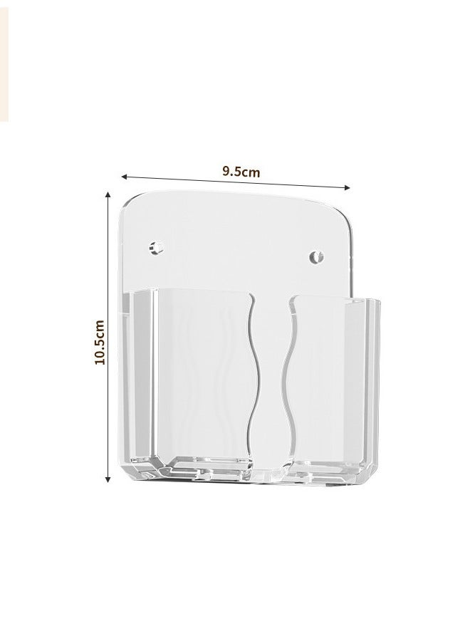 FLYROAD 2 Pcs Wall Mounted Phone Holder, Acrylic Clear Phone Stand with Transparent Tapes, Self Adhesive Phone Cradle Cell Phone Wall Holder with Charging Hole Compatible with Most Cell Phone - Image 2