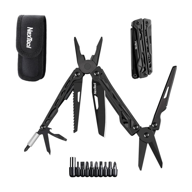 NexTool Multitool, 11 in 1 Multi Tool with Needle Nose Pliers, Scissors and Screwdriver Bits, Stainless Steel Multi Tool Pocket Knife with Safety Locking for Camping,Fishing,Hiking, Mens Gifts Unique - Image 1