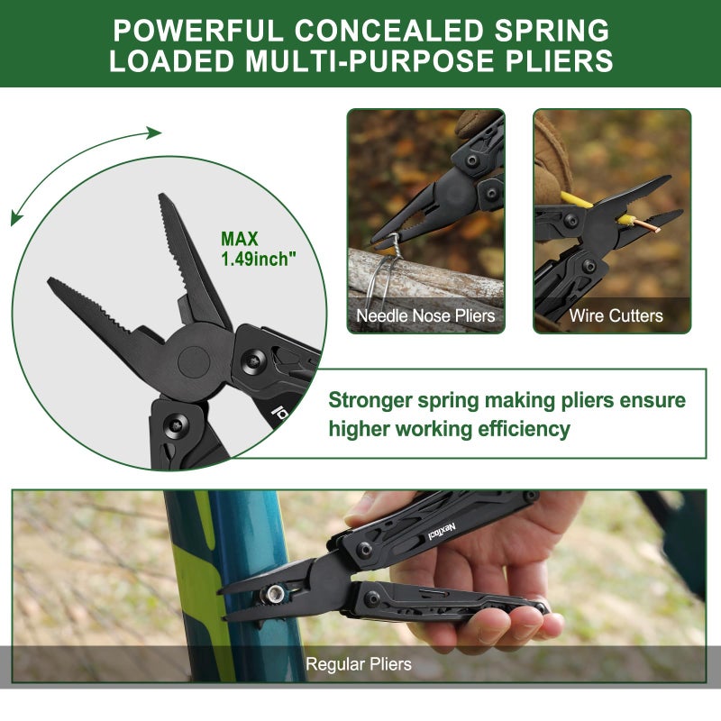 NexTool Multitool, 11 in 1 Multi Tool with Needle Nose Pliers, Scissors and Screwdriver Bits, Stainless Steel Multi Tool Pocket Knife with Safety Locking for Camping,Fishing,Hiking, Mens Gifts Unique - Image 5