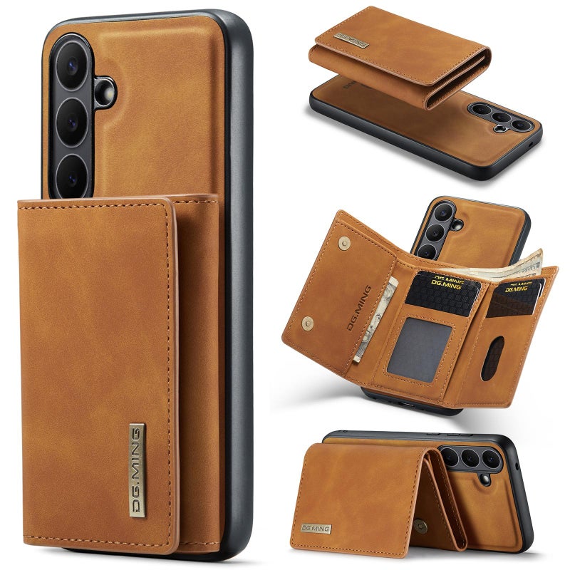 Dg Ming For Samsung Galaxy S25 Fe 5G M1 Series 3-Fold Multi Card Wallet + Magnetic Phone Case(Brown) - Image 1