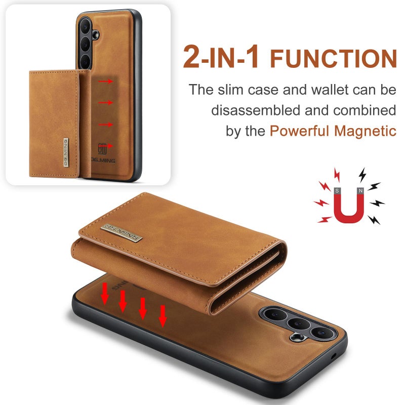 Dg Ming For Samsung Galaxy S25 Fe 5G M1 Series 3-Fold Multi Card Wallet + Magnetic Phone Case(Brown) - Image 5