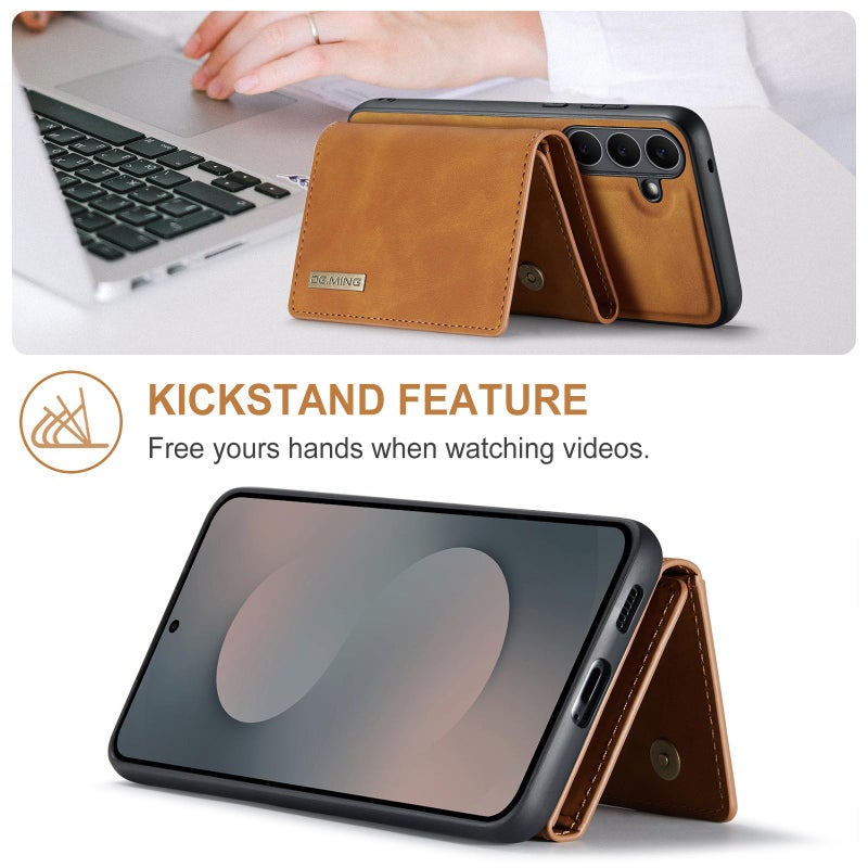 Dg Ming For Samsung Galaxy S25 Fe 5G M1 Series 3-Fold Multi Card Wallet + Magnetic Phone Case(Brown) - Image 3