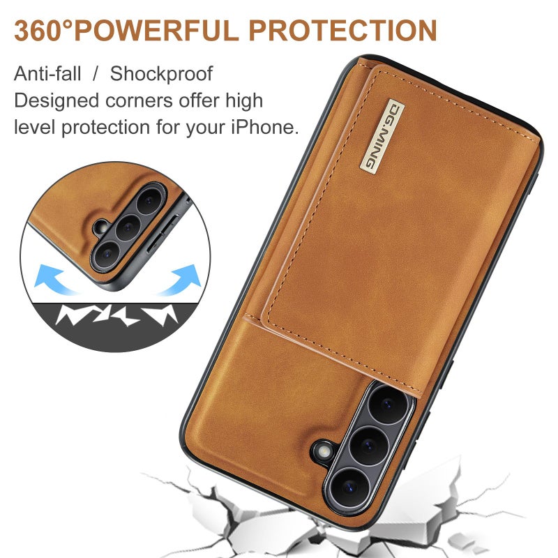 Dg Ming For Samsung Galaxy S25 Fe 5G M1 Series 3-Fold Multi Card Wallet + Magnetic Phone Case(Brown) - Image 4