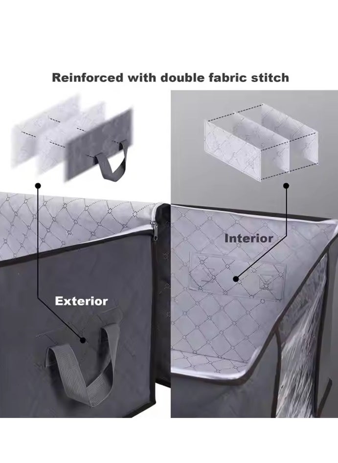 DUNISO 6 Pack Clothes Storage, Foldable Blanket Storage Bags, Storage Containers For Organizing Bedroom, Closet, Clothing, Comforter, Organization And Storage With Lids And Handle(Grey)  - Image 4