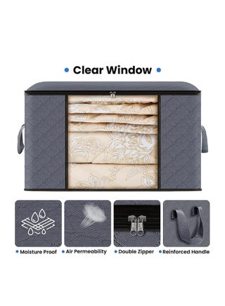 6 Pack Clothes Storage, Foldable Blanket Storage Bags, Storage Containers For Organizing Bedroom, Closet, Clothing, Comforter, Organization And Storage With Lids And Handle(Grey) - view 5