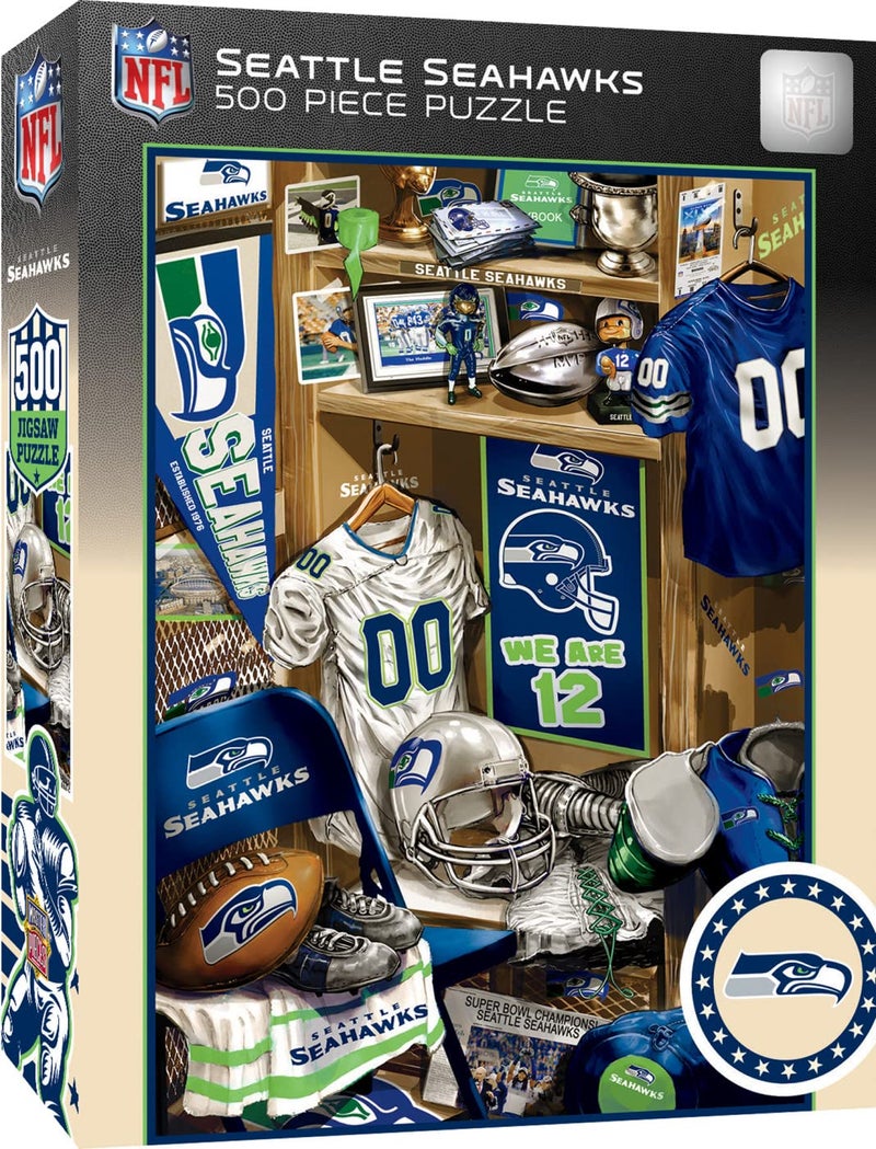 MasterPieces Game Day 500 Piece Jigsaw Puzzle for Adults - NFL Seattle Seahawks Locker Room - 15"x21" - Image 1