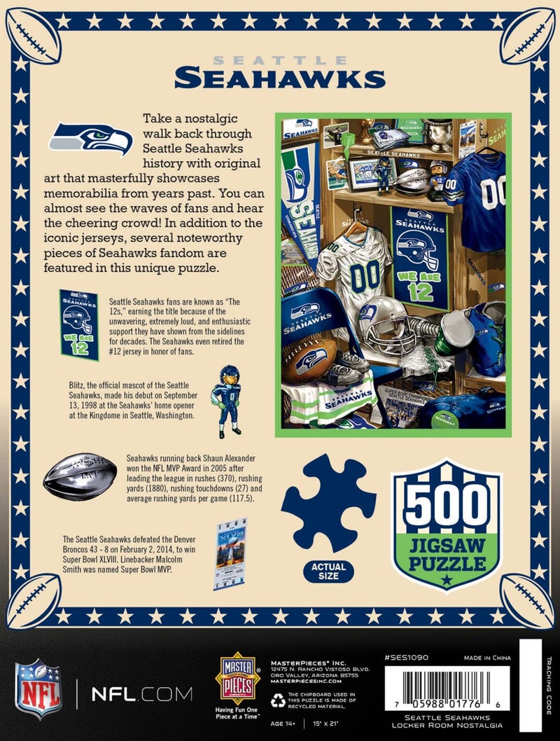 MasterPieces Game Day 500 Piece Jigsaw Puzzle for Adults - NFL Seattle Seahawks Locker Room - 15"x21" - Image 3