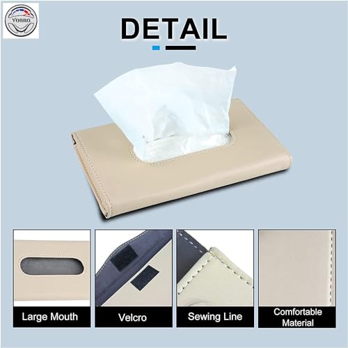 Yobbo Car Tissue Holder, Sun Visor Napkin Holder, Car Visor Tissue Papers Holder, Tissue Holder for Car, Tissue Dispenser Rectangular (Beige) - Image 5