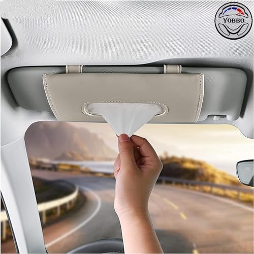 Yobbo Car Tissue Holder, Sun Visor Napkin Holder, Car Visor Tissue Papers Holder, Tissue Holder for Car, Tissue Dispenser Rectangular (Beige) - Image 4