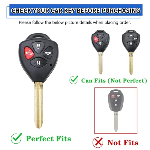 TOMALL تومال 2 حزمة لغطاء مفتاح تويوتا مع سلسلة مفاتيح، 4 أزرار غطاء مفتاح سيليكون مطاطي متوافق مع تويوتا كامري أفالون كورولا فينزا يارس سايون xB xD من 2009-2012، سوبارو BRZ من 2013-2019 - Image 2