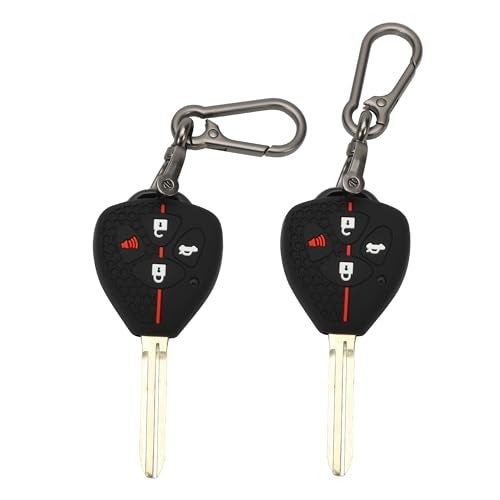 TOMALL تومال 2 حزمة لغطاء مفتاح تويوتا مع سلسلة مفاتيح، 4 أزرار غطاء مفتاح سيليكون مطاطي متوافق مع تويوتا كامري أفالون كورولا فينزا يارس سايون xB xD من 2009-2012، سوبارو BRZ من 2013-2019 - Image 1