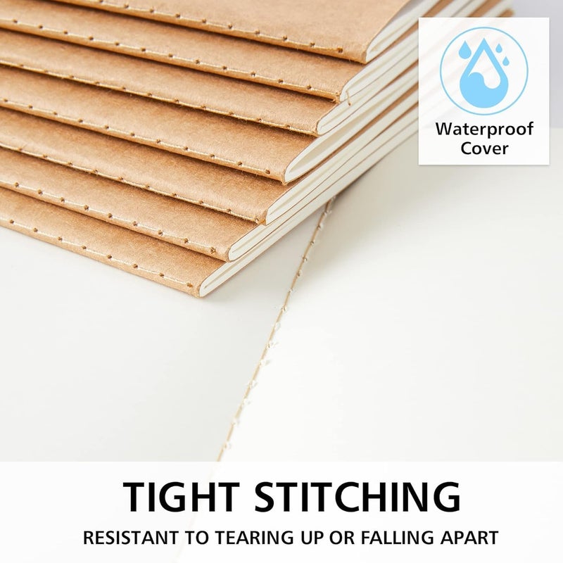 feela 8 Pack Unlined Kraft Paper Notebooks, Blank Journal Note Pad for Drawing Writing, Small Sketchbook Travel Journal Bulk for Women Kids Students Office School Supplies, A5, 60 Pages, 8.3â€ X 5.5â€ - Image 4