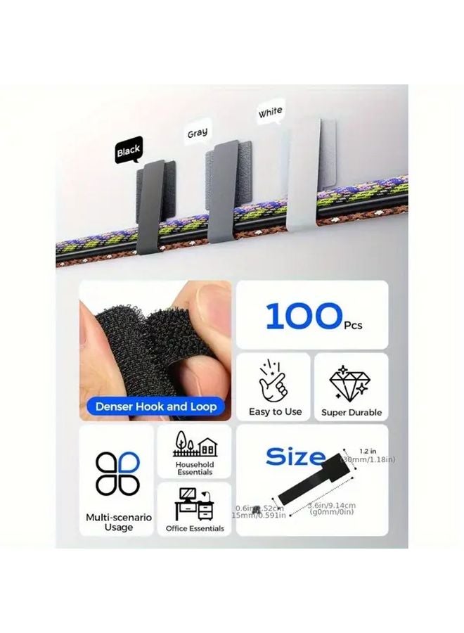 25 Pcs Gray Heavy Duty Self Adhesive Cable Ties Adjustable Straps for Home Office - Image 3