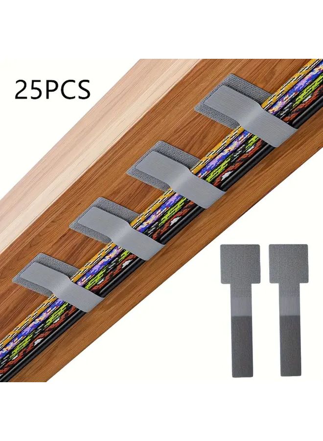25 Pcs Gray Heavy Duty Self Adhesive Cable Ties Adjustable Straps for Home Office - Image 1