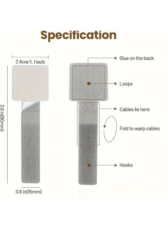 25 Pcs Gray Heavy Duty Self Adhesive Cable Ties Adjustable Straps for Home Office - Image 4