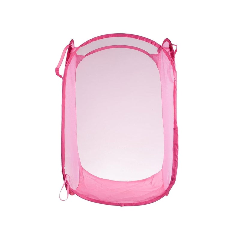 Kuber Industries Pack of 9 Unwashed Clothes Storage Basket | Foldable Laundry Basket for Clothes | Mesh Laundry Bag | Collapsible & Portable | 20 LTR | Pink - Image 2