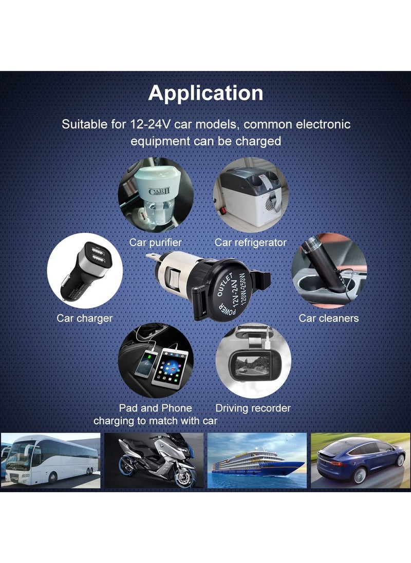 SANMUGEED - 12V 120W Dual Port Car Power Socket Adapter, Heavy-Duty 12V-24V Waterproof Vehicle Outlet Splitter for Car Motorcycle Boat Tractor, Universal 12V DC Charger Plug with ABS Dustproof Cap - Image 1