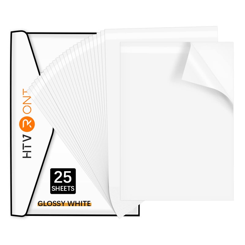 HTVRONT Printable Vinyl Sticker Paper 85x11 Glossy White printable vinyl for inkjet printer 25Pcs Dries Quickly and Holds Ink Beautifully