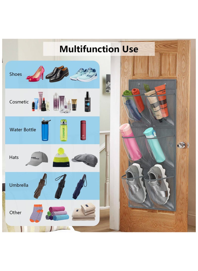 SYOSI 2 Pack 12 Over the Door Shoe Organizer, Closet Door Hanging Shoe Rack Crystal Pockets Narrow Shoe Holder with Adhesive Strips, Wall Mounted Shoes Rack for Camper RV No Drilling  - Image 2