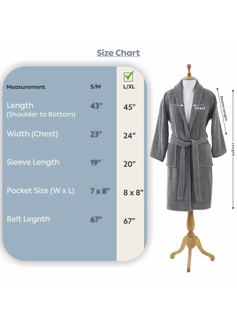 Donetella Unisex 100% Cotton Terry Bathrobe Large & Extra Large Size, 400 GSM, Luxurious & Absorbent, Ankle-Length with Shawl Collar & Pockets