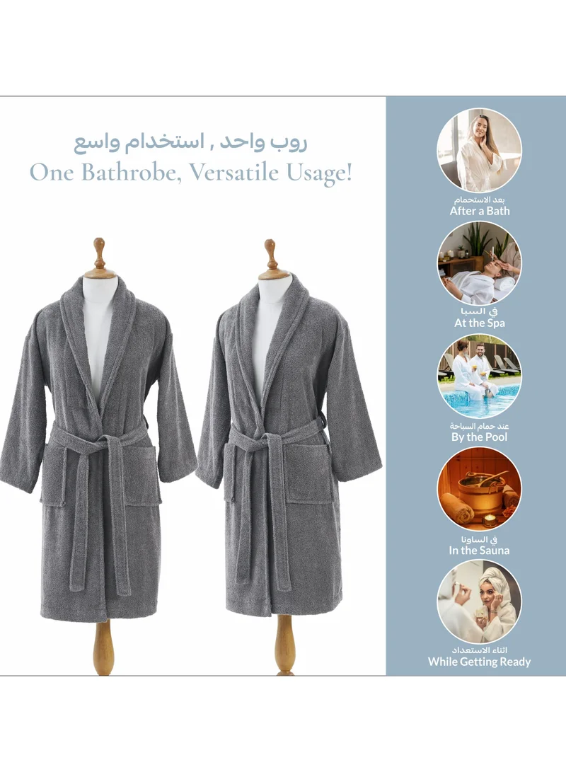 Donetella Unisex 100% Cotton Terry Bathrobe Large & Extra Large Size, 400 GSM, Luxurious & Absorbent, Ankle-Length with Shawl Collar & Pockets