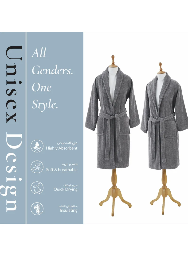 Donetella Unisex 100% Cotton Terry Bathrobe Large & Extra Large Size, 400 GSM, Luxurious & Absorbent, Ankle-Length with Shawl Collar & Pockets