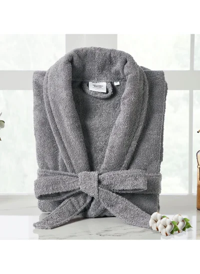 Donetella Unisex 100% Cotton Terry Bathrobe Large & Extra Large Size, 400 GSM, Luxurious & Absorbent, Ankle-Length with Shawl Collar & Pockets