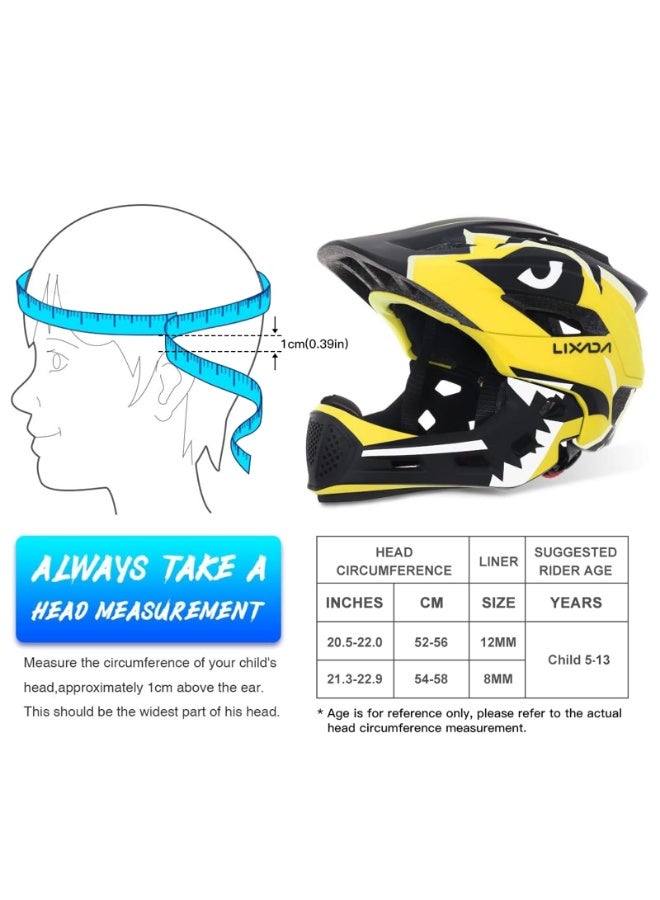 Arabest Kids Bike Helmet Adjustable Detachable Full Face Helmet for Cycling Helmet for Children Bicycle, Skateboard, Scooter, Protective Gear (20.5-22 Inches) - Image 4