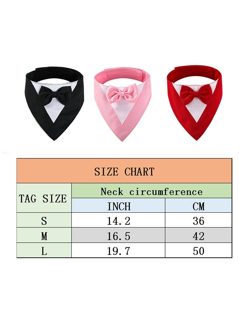 Dog Tuxedo Formal Cat Wedding Bandana Dog Collar with Bow Tie Cat Birthday Costume Valentines Outfit Pet(BLACK-L) - Image 5
